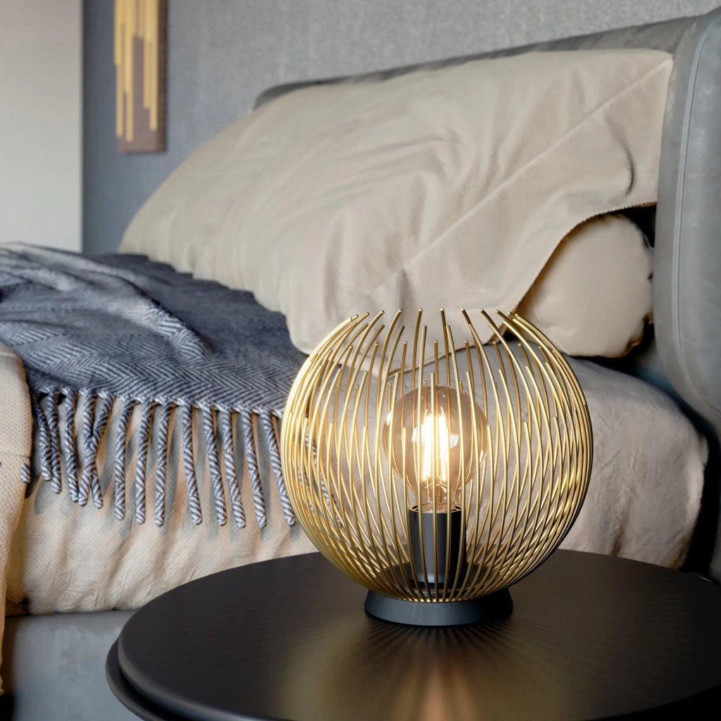 Abatjour Industrial-Nordico Acciaio Nero E Oro 1 Luce E27