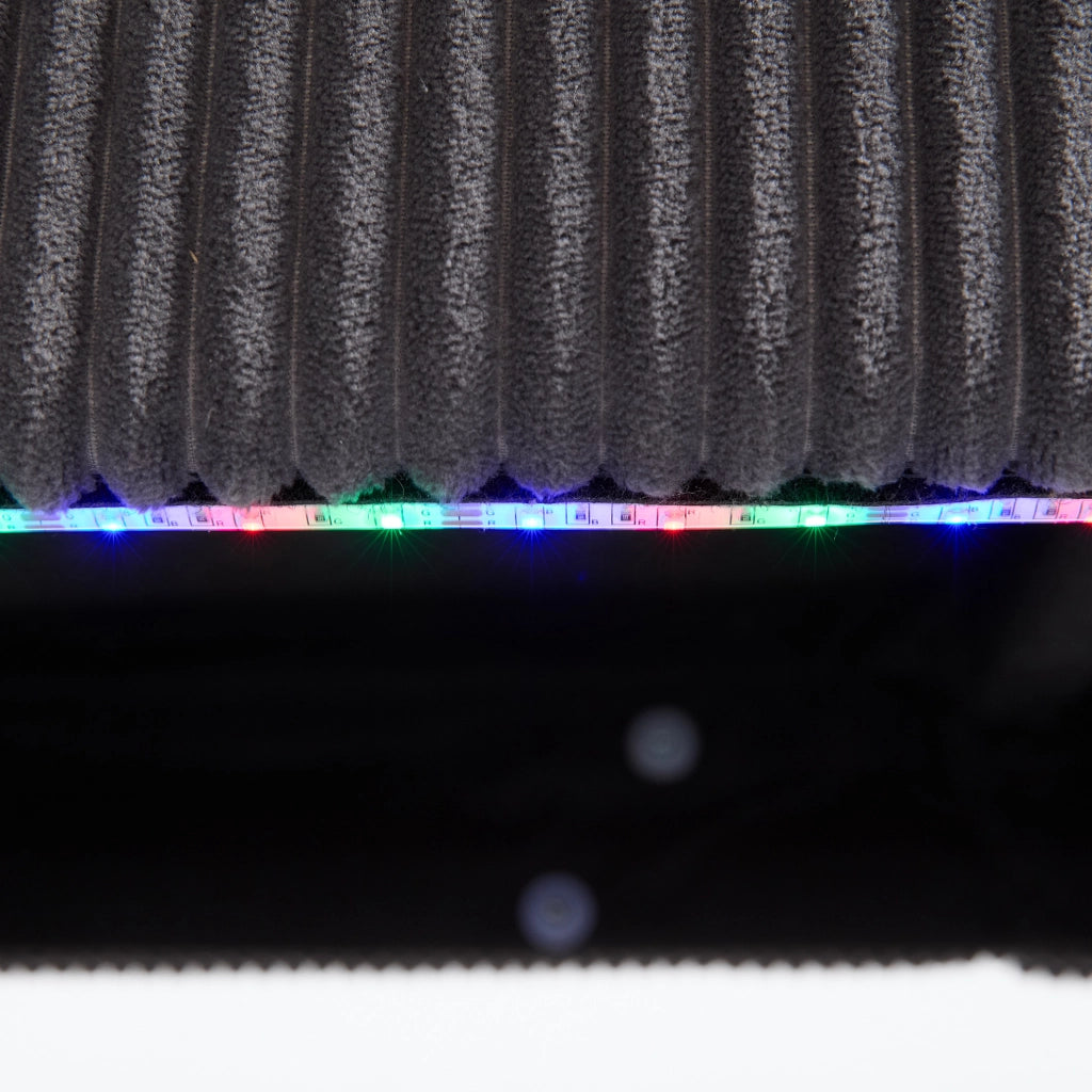 Divano a U con LED e porta USB 265x135x88 cm; in velluto grigio