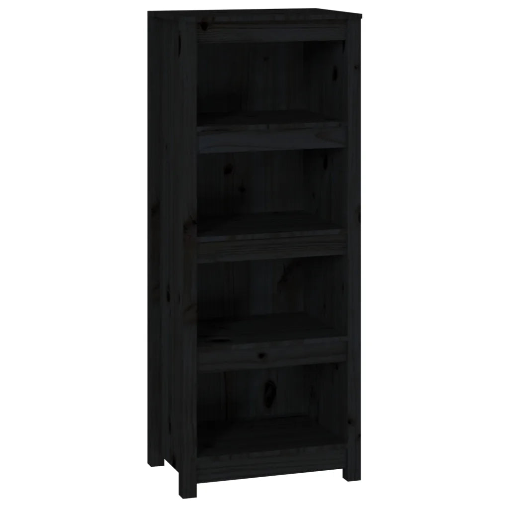 Libreria-Scaffale per Libri-Mobile di Stoccaggio Nera 50x35x125,5 cm in Legno Massello di Pino