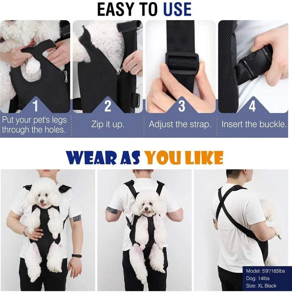 Trade Shop - Zaino Per Animali Domestici Traspirante Cani Regolabile Portatile Rete Tg.l Rosa -
