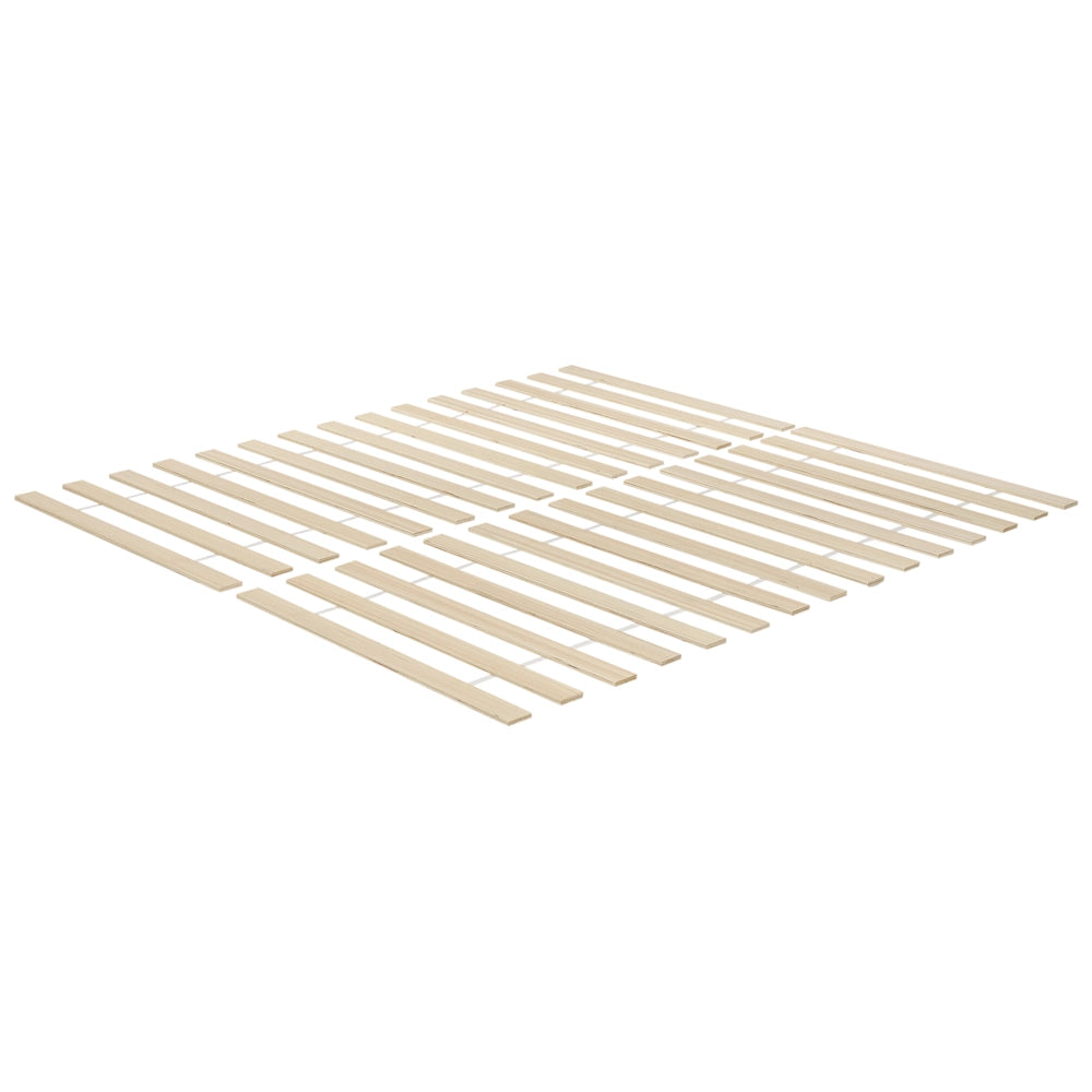 Letto matrimoniale Legno di Pino chiaro con Rete a Doghe con 4 cassetti 180 x 200 cm Testiera a doghe minimalista