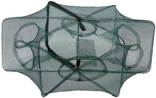 Rastrello per Crostacei - Automatico e Ripiegabile - Nylon Resistente - 6/12 Fori - Ideale per Pescatori - 55 x 22 cm