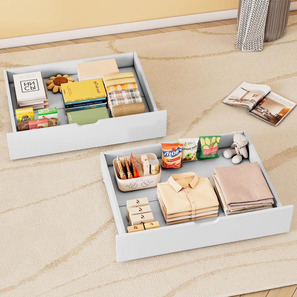 Cassetti contenitore sottoletto con 2 cassetti e ruote; in MDF; per camera da letto; 93x67x20 cm