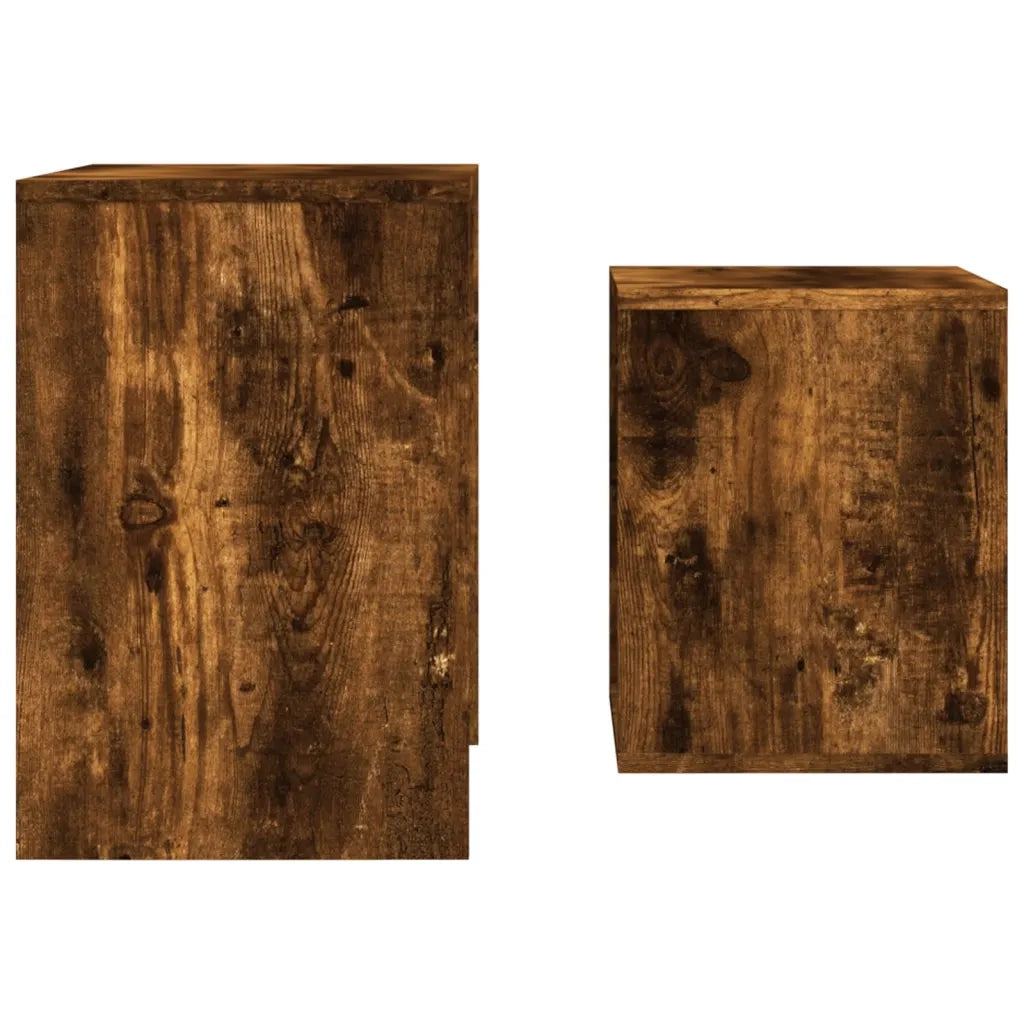 Tavolini Impilabili 2 pz Rovere Fumo in Legno Multistrato 815540