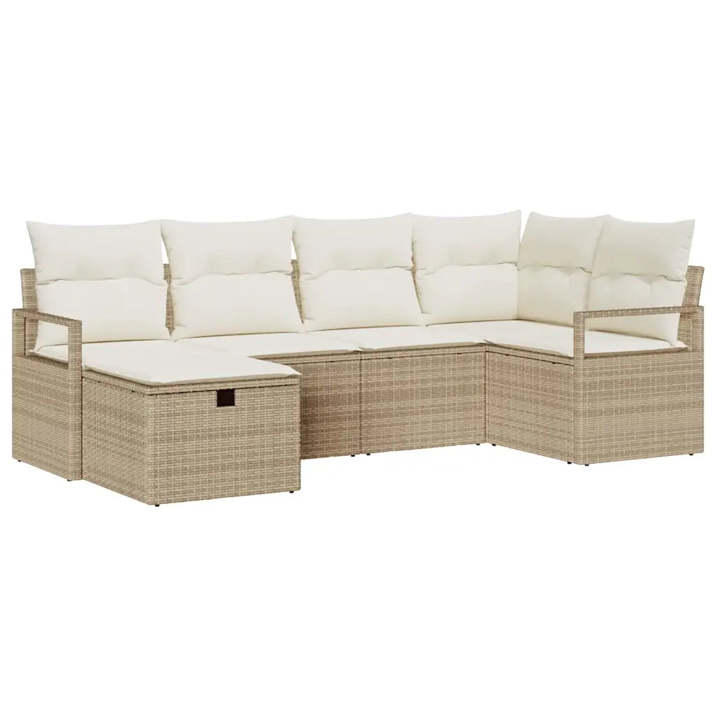 Set di divani con cuscino 6 pcs Beige e Crema polyrattan