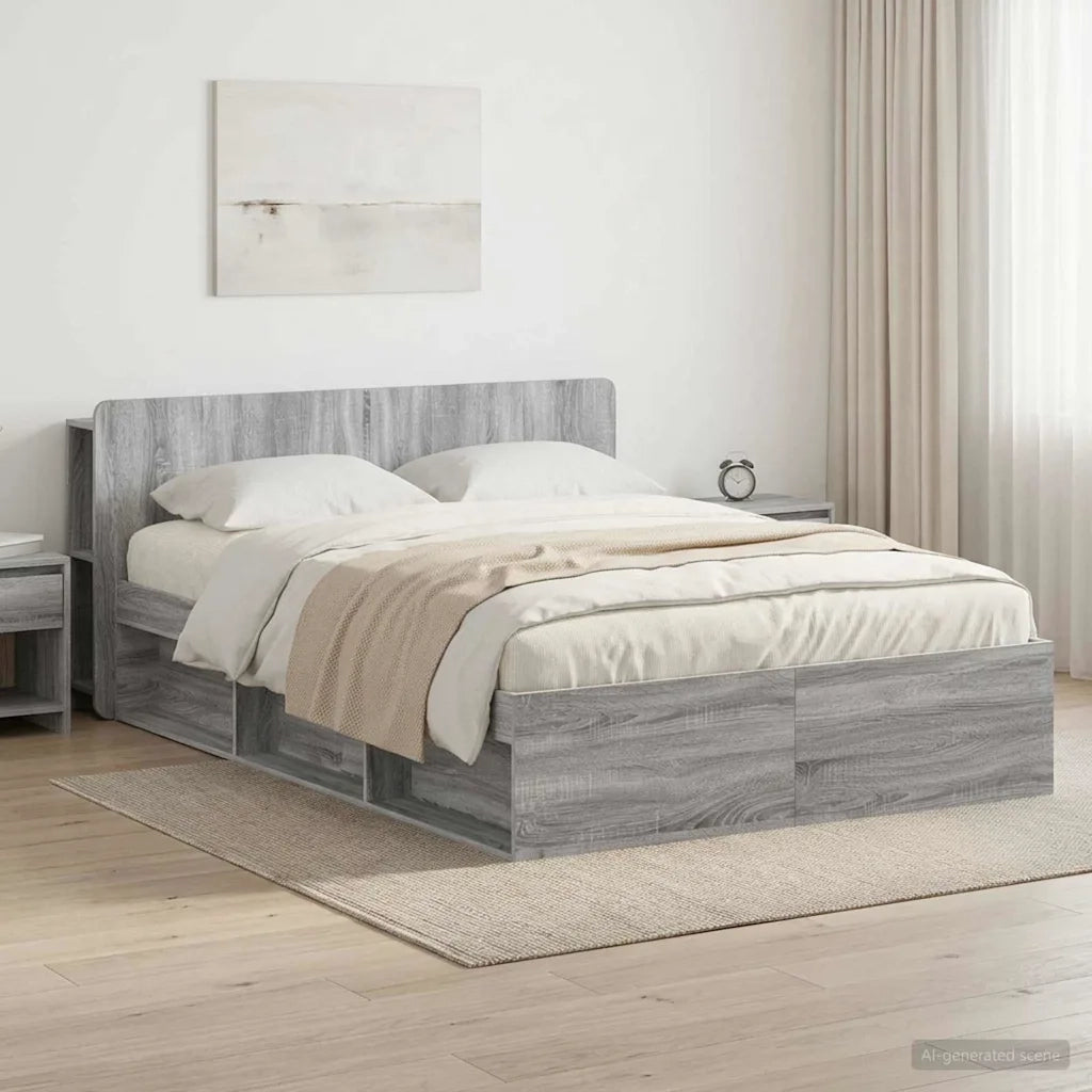 Telaio del letto con storage Sonoma grigio 150 x 200 cm