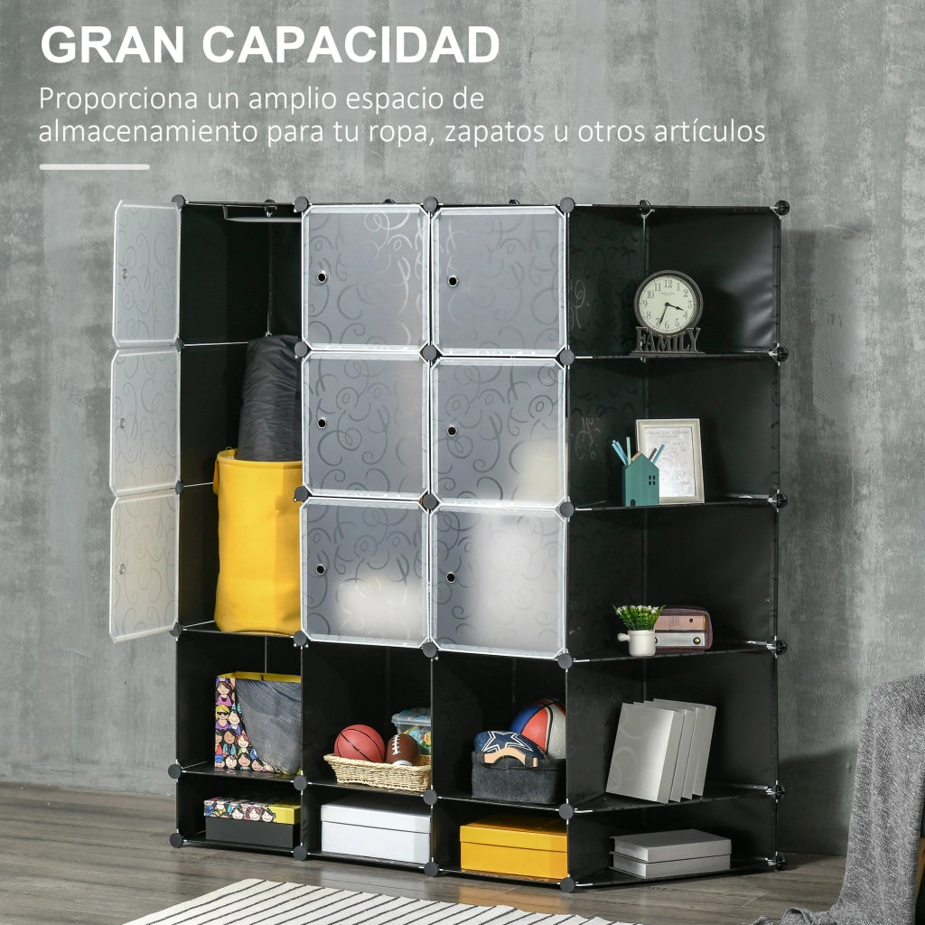 Armadio Portatile con Compartimenti e Appendiabiti ¨C zephmum ¨C Nero e Bianco 60x40x160