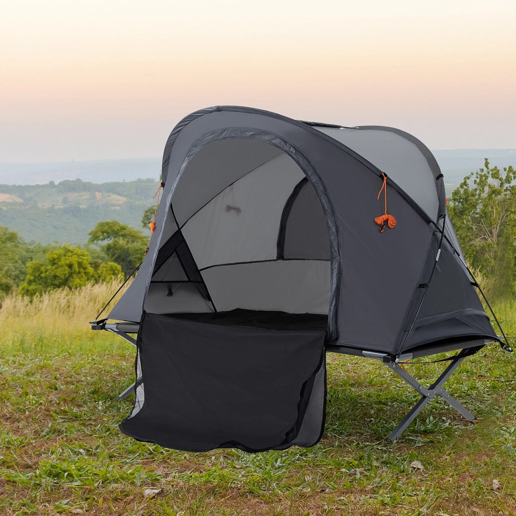 Letto da campo con tenda a cupola ¨C Zephmum ¨C Grigio 200x86x147 cm