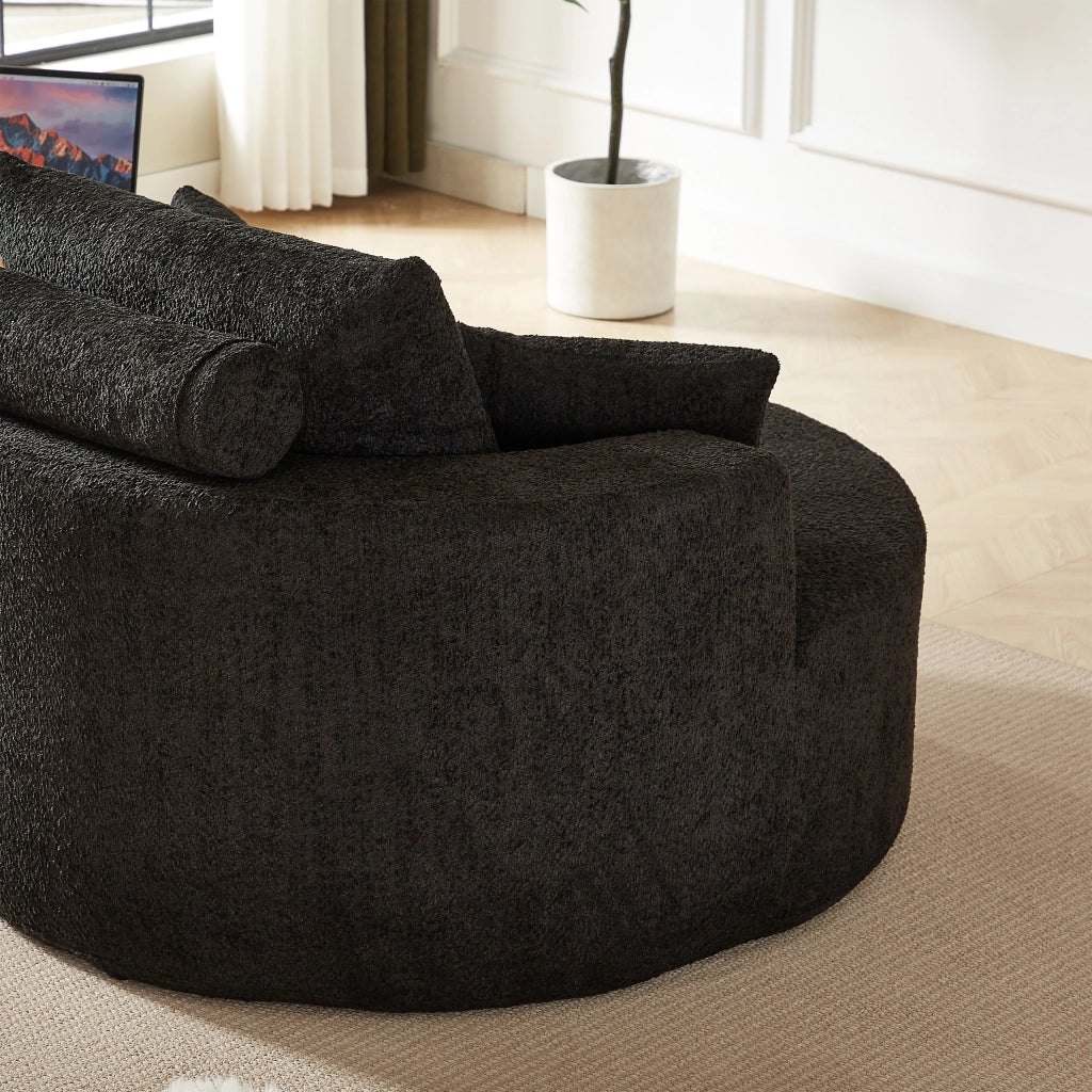 Poltrona modulare senza montaggio in ciniglia con cuscino schienale, per soggiorno e camera, Nero 33 × 33 × 133 cm
