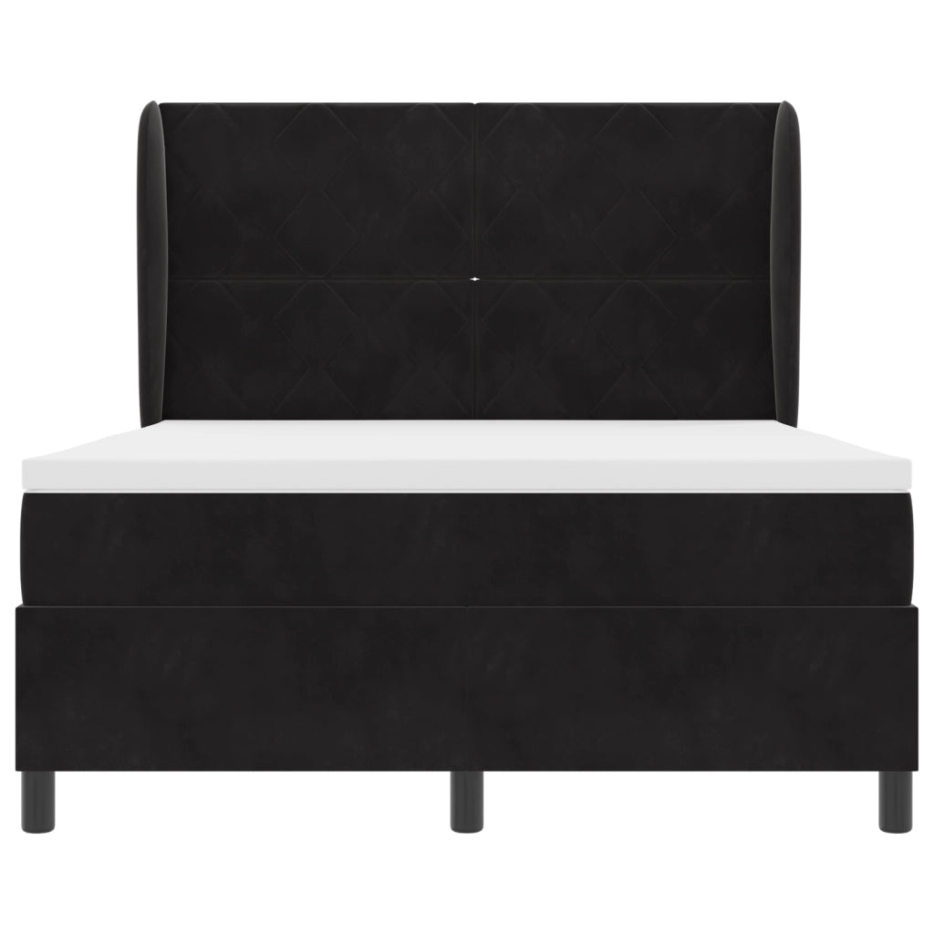 Letto Box Spring con Materasso  Nero 140x200 cm Velluto