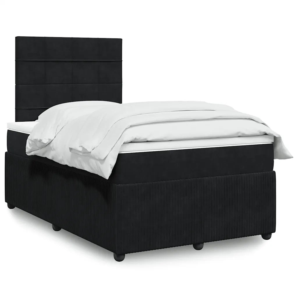 Giroletto a Molle con Materasso Nero 120x200 cm in Velluto 3292312