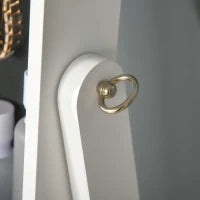 Specchio Portagioie Autoportante con Luce LED, Inclinazione Regolabile e Serratura, 46x36.5x151.5cm