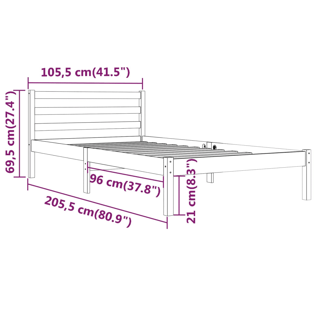Giroletto-Struttura Letto in Legno Massello di Pino 100x200 cm 150527