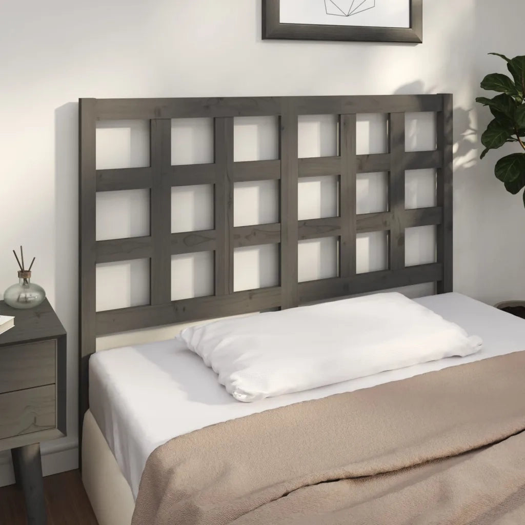 Testiera per Letto Grigia 125,5x4x100 cm Legno Massello di Pino 817882