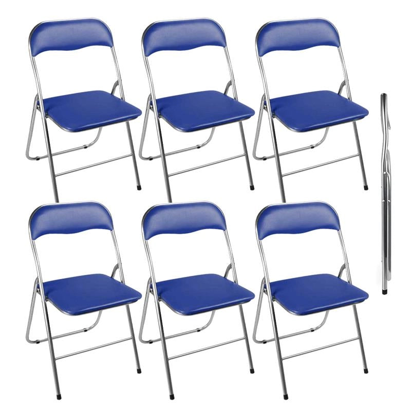 SET 6 SEDIE PIEGHEVOLI IMBOTTITE BLU, 44X45X78H CM, SEDUTA COMODA, PORTATILE, STRUTTURA IN METALLO, SLIM, SALVASPAZIO, RESISTENTE