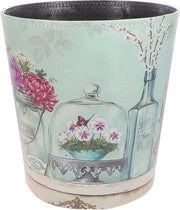 Cestino 10 litri - Disegno di fiori in PU pelle stile retro decorativo - Bagno Camera da letto Cucina Casa Ufficio