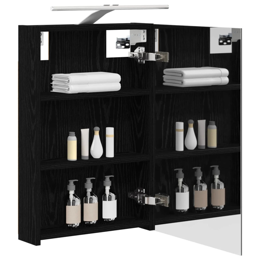 Mobiletto per specchio da bagno Rovere Nero 40 x 10,5 x 60,5 cm 889032