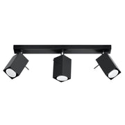 Lampada GU10 regolabile in acciaio stile industriale MERIDA a 3 luci, nera