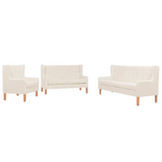 Set di Divani 3 pz in Tessuto Bianco Crema cod mxl 65055