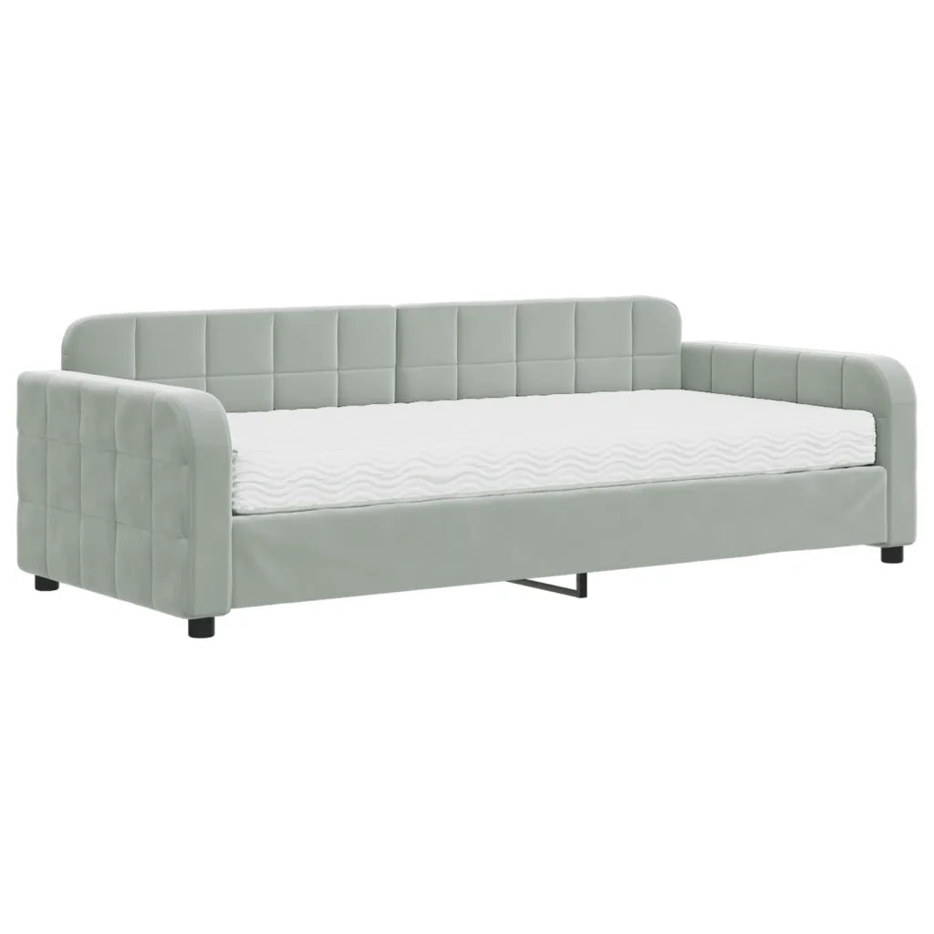 Divano Letto con Materasso Grigio Chiaro 90x200 cm in Velluto 3196905