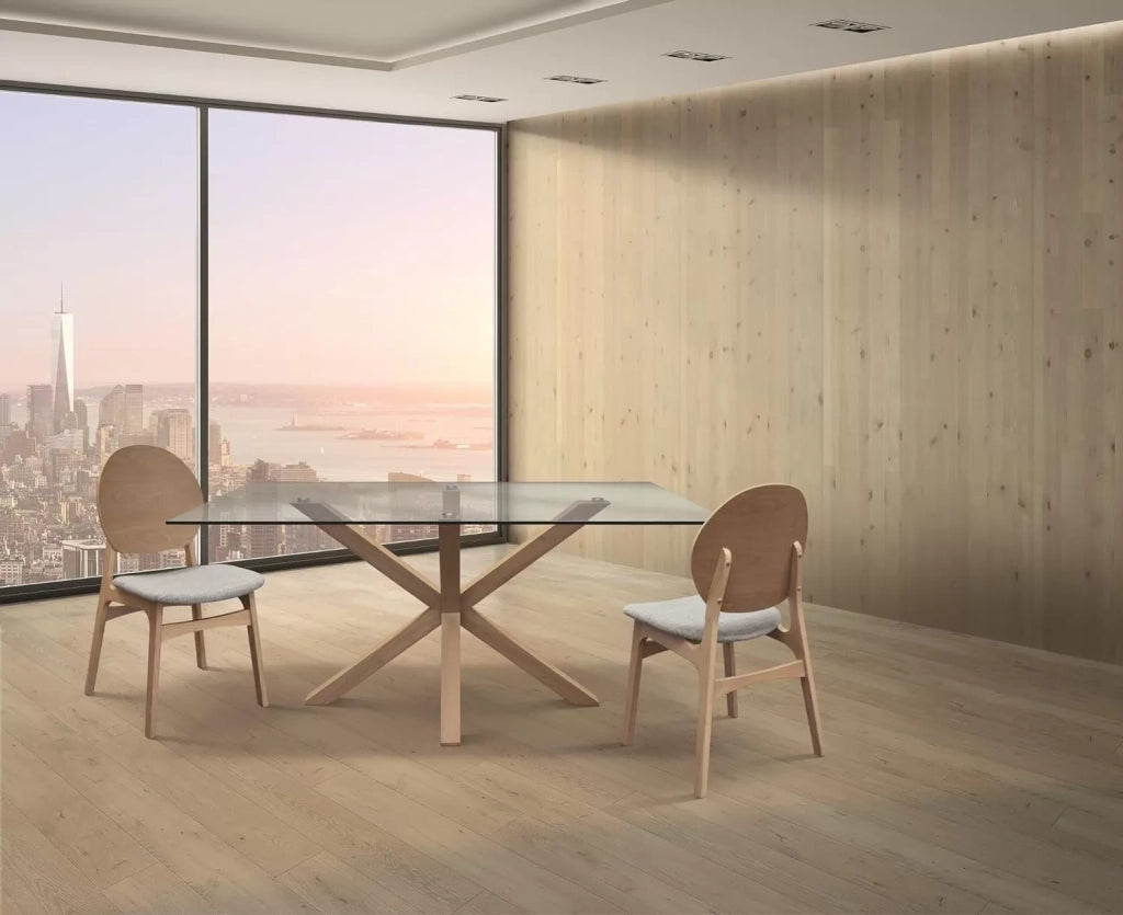 Tavolo moderno fisso legno naturale e vetro 160x90x76 - Mobili 2G