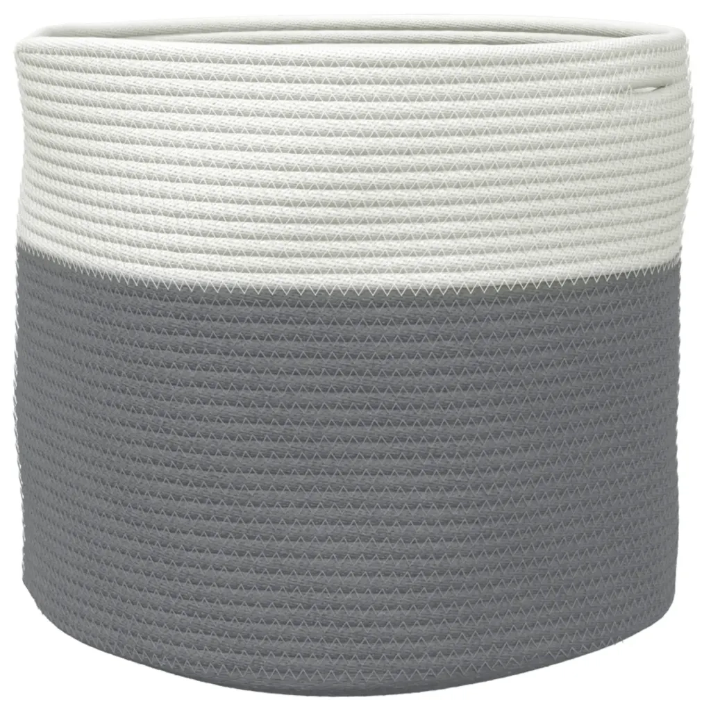 Cestino Portaoggetti Grigio e Bianco ?40x35 cm in Cotone CFW3264557