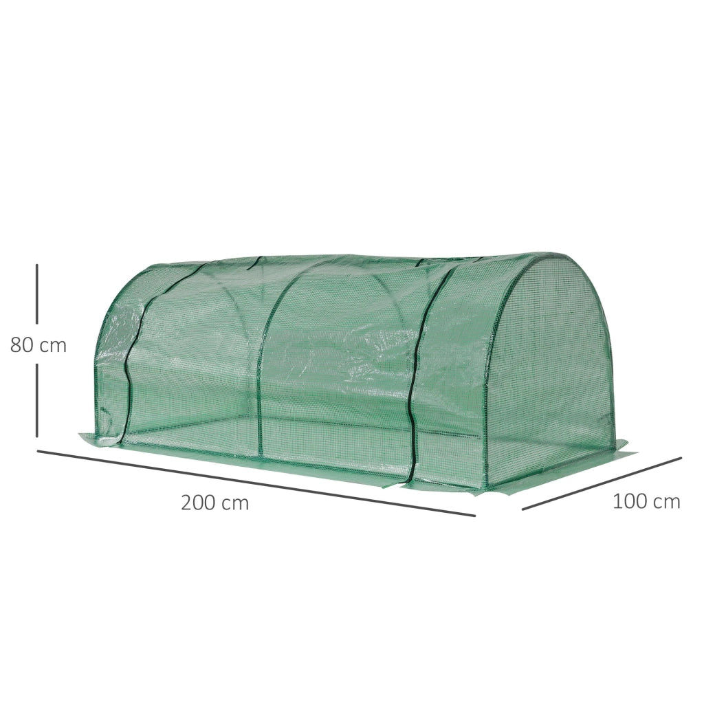 SERRA da Giardino 200x100x80 cm Verde in Plastica e Acciaio con porta arrotolabile