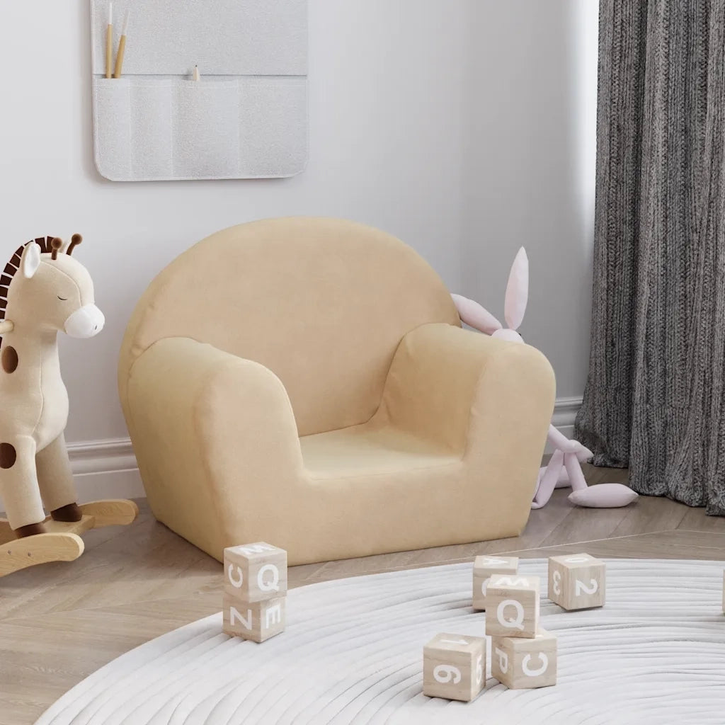 Divano per Bambini-Sofa-Divanetto Crema in Morbido Peluche 825834