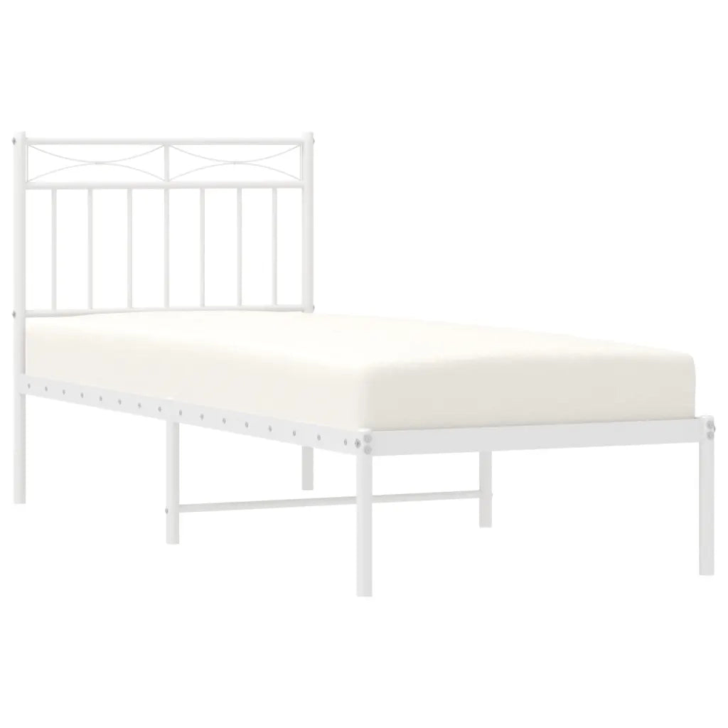 Giroletto con Testiera-Struttura Letto con testiera Metallo Bianco 80x200 cm 654701