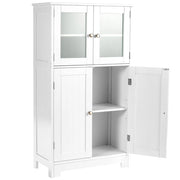 Armadietto del bagno con ante di vetro e mensole regolabili-Mobiletto da bagnoOrganizer multiuso per corridoio salone bagno Bianco