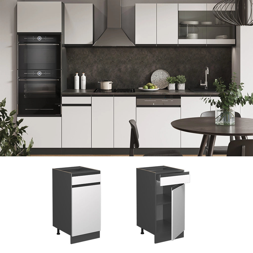 Vicco Mobiletto base per cucina Bianco 40 cm Forma a J, senza piano di lavoro