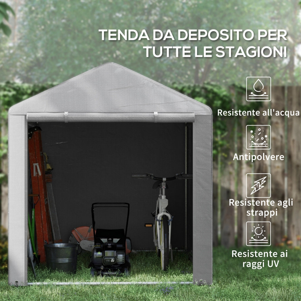 Capanno Porta Attrezzi e Tenda Garage ¨C Minimal ¨C 160x200 cm, Grigio Chiaro