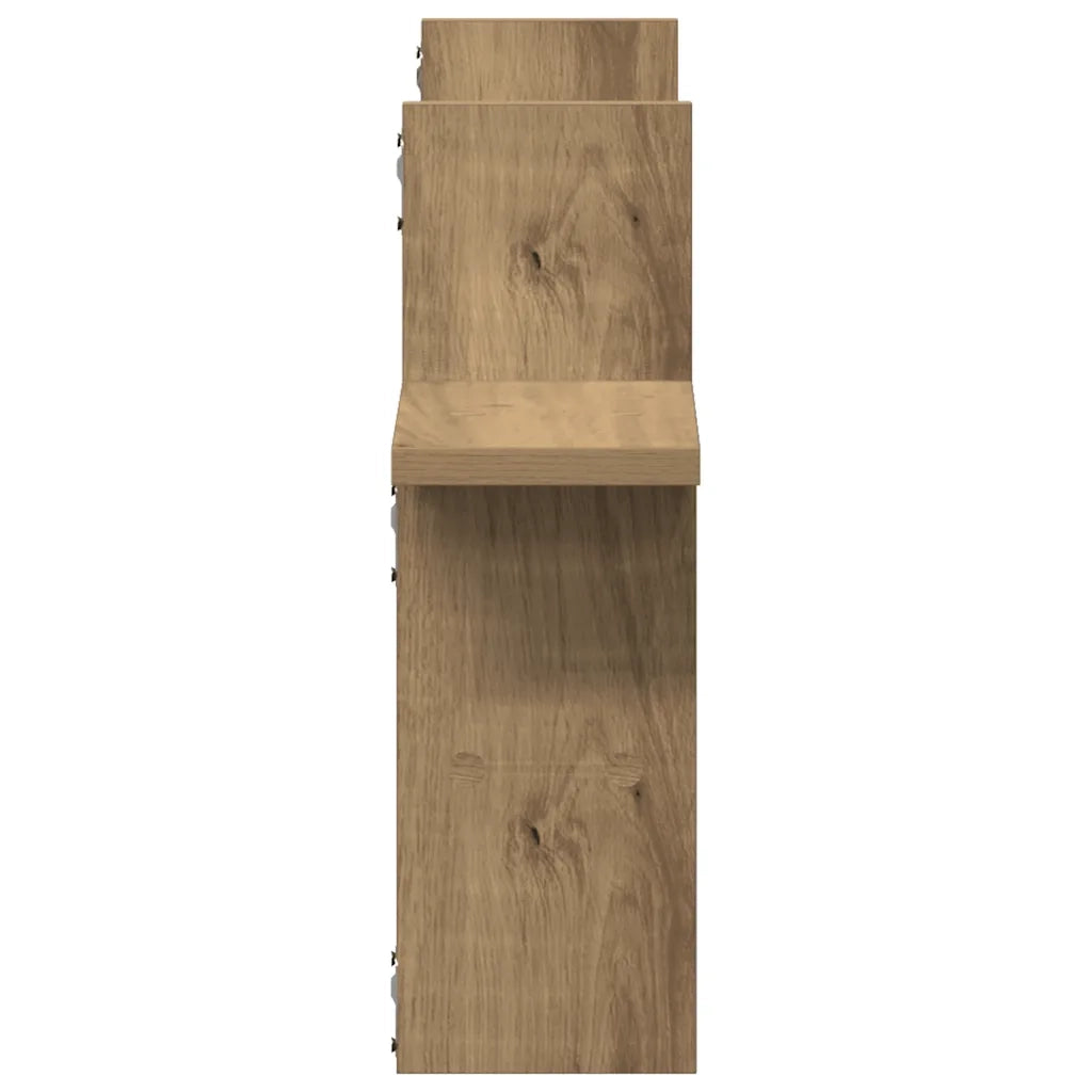 Mensole Parete 2pz Rovere Artigianale 38x12x38 cm in Truciolato