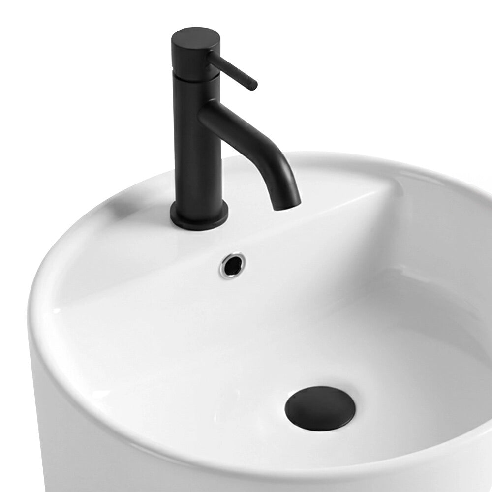 Lavabo freestanding tondo 41x85 cm in ceramica bianco lucido Giove