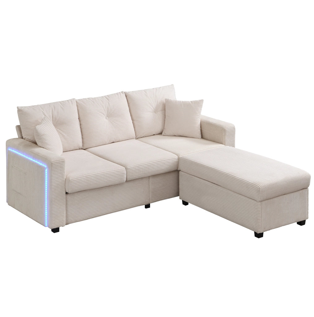 Divano modulare con illuminazione LED; schiuma; beige