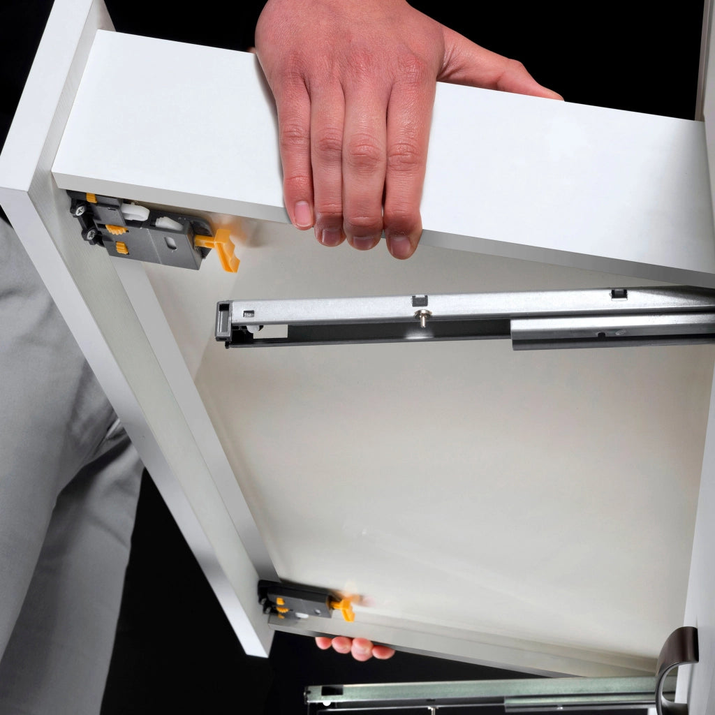 Guide Cassetto con Estrazione Soft 440 mm in Acciaio Emuca Bianco