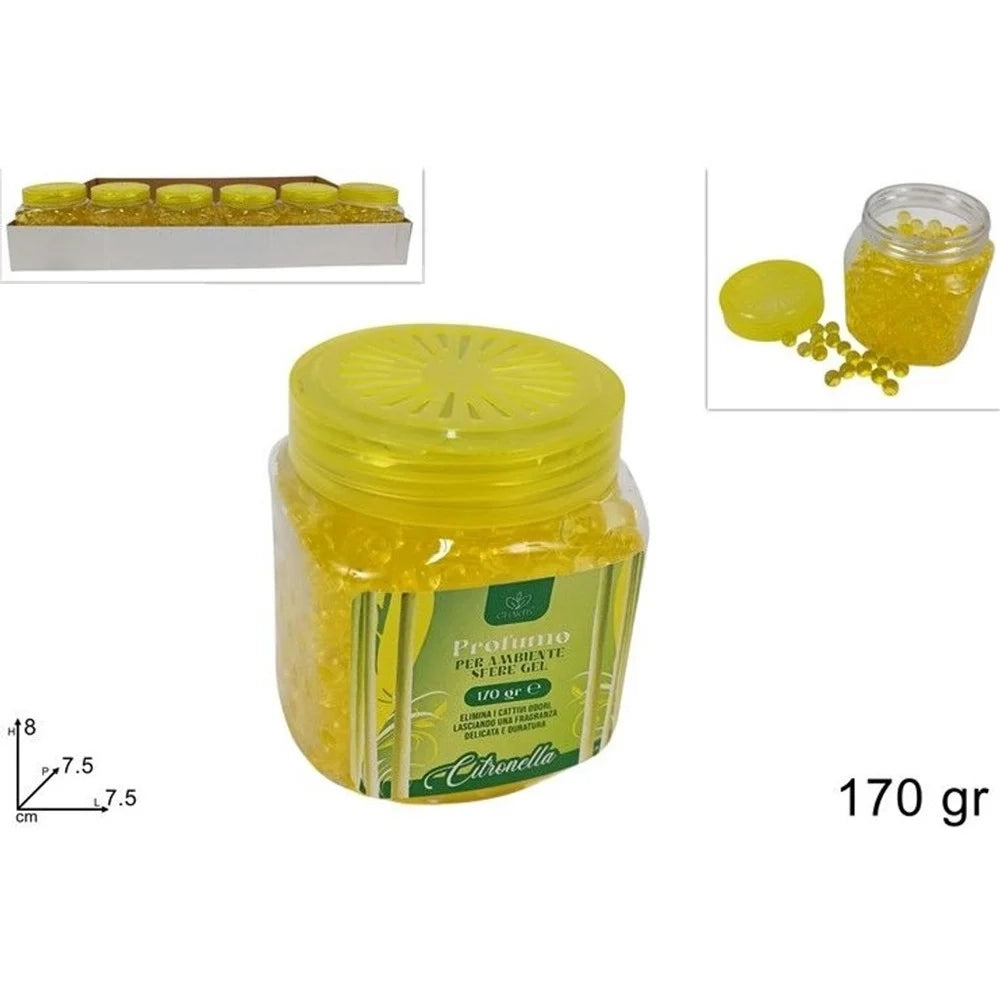 Trade Shop - Set 24 Pz Deodorante Profumatore Per Ambiente Sfere Gel Alla Citronella Da 170gr 698167a -