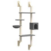 Tiragraffi per gatti torre per arrampicata giocattolo parete per arrampicata piattaforma con tiragraffi grigio scuro 180 cm 02_0022782
