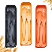 Set di utensili da viaggio riutilizzabile con valigetta, coperchio di tarro, coltello portatile, forchetta, cucchiai, posate, servizio da tavola ecológico in plastica BPA-free per bambini e adulti, viaggi, picnic, campeggio
