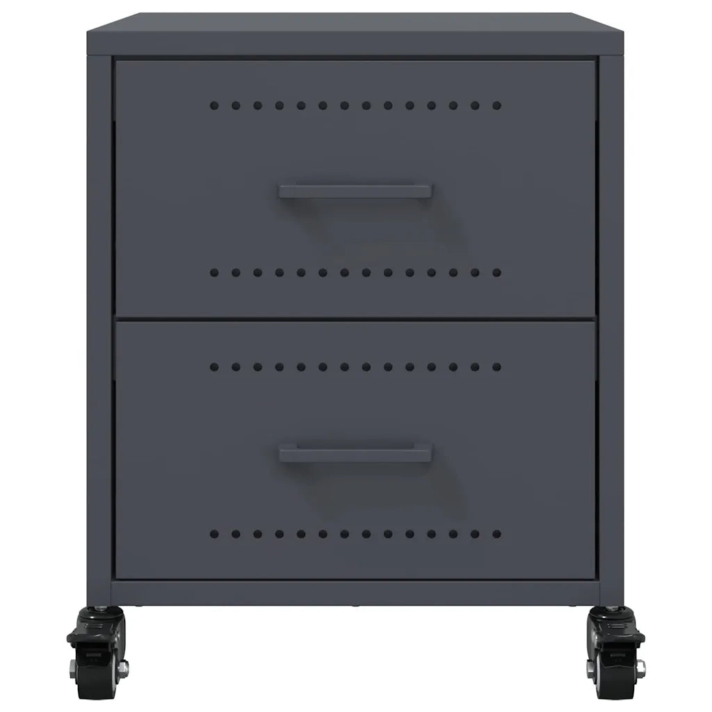 Set di 2 Comodini | Armadio da Notte | Mobiletto da notte Antracite 36x39x43,5 cm in Acciaio