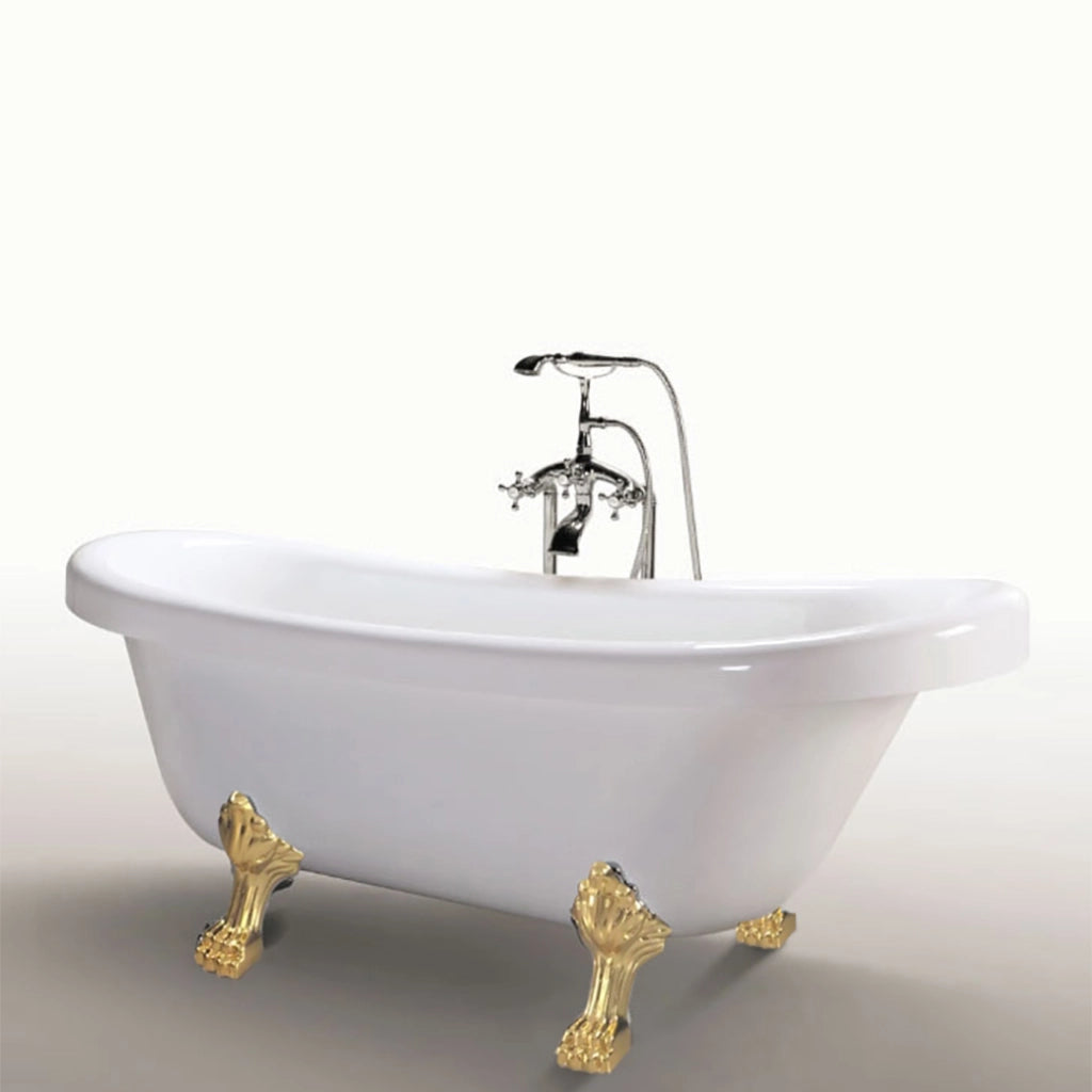 Vasca freestanding vintage 170 x 80 cm con piedi oro con rubinetto - Margherita