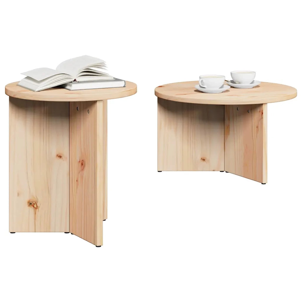 vidaXL Tavolino da salotto 2 pcs Naturale 49 x 49 x 28 cm