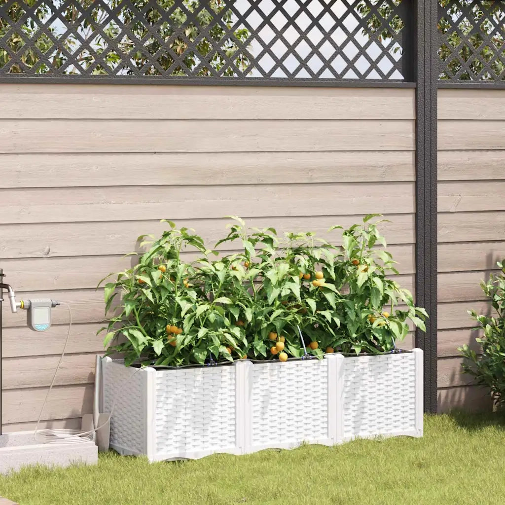 Vaso da giardino 3 pz-Set di 3 Fioriera da Esterno-Contenitore per Piante Bianco Acciaio 971139