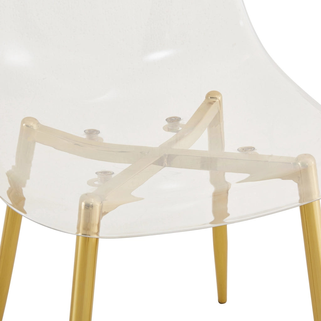 Set tavolo da pranzo e sedie con 1 tavolo rotondo e 4 sedie; vetro temperato; metallo e plastica oro trasparente