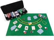 Chips Poker Set da Poker di 500 Chips, Inclusi 2 Mazzi di Carte da Poker 5 Dadi 1 Pulsante Dealer Valigetta in Alluminio (Nero)