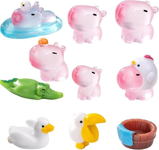 Pacco di 10 Figure di Capybara Miniature Decorazioni per Torta Luminose in Silicone per Giardino dei Fanciulli Decorazioni per Festa di Compleanno e Festa di Bambino