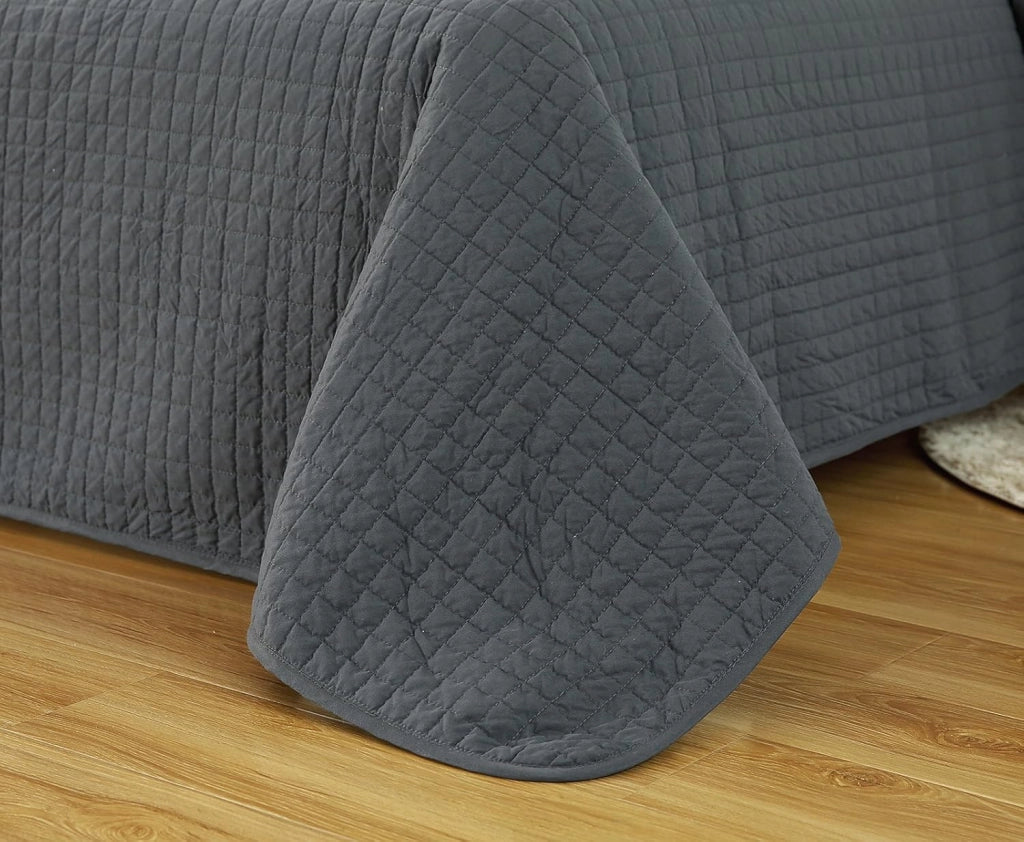 Trapuntino Matrimoniale Trapunta Singolo Copriletto Trapuntato Double Face Reversibile Moderno Grigio 240x260 cm 2 Pezzi