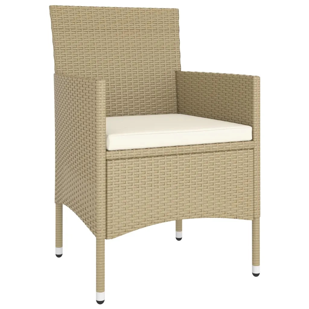 Set Bistrot da Giardino 5 pz Polyrattan e Vetro Temperato Beige 3058370