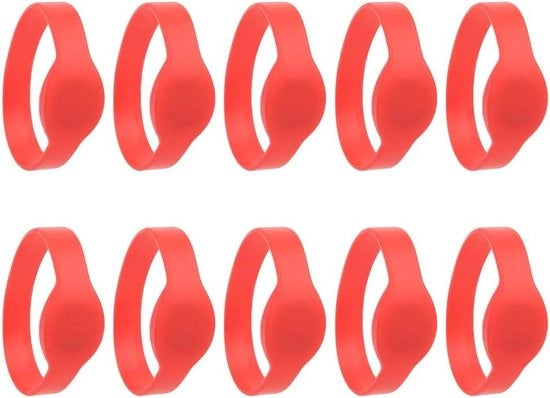 Polsband RFID 125 Khz con cinturino in silicone, impermeabile, ID-kaart, polsband per controllo di accesso, IP68, colore rosso.