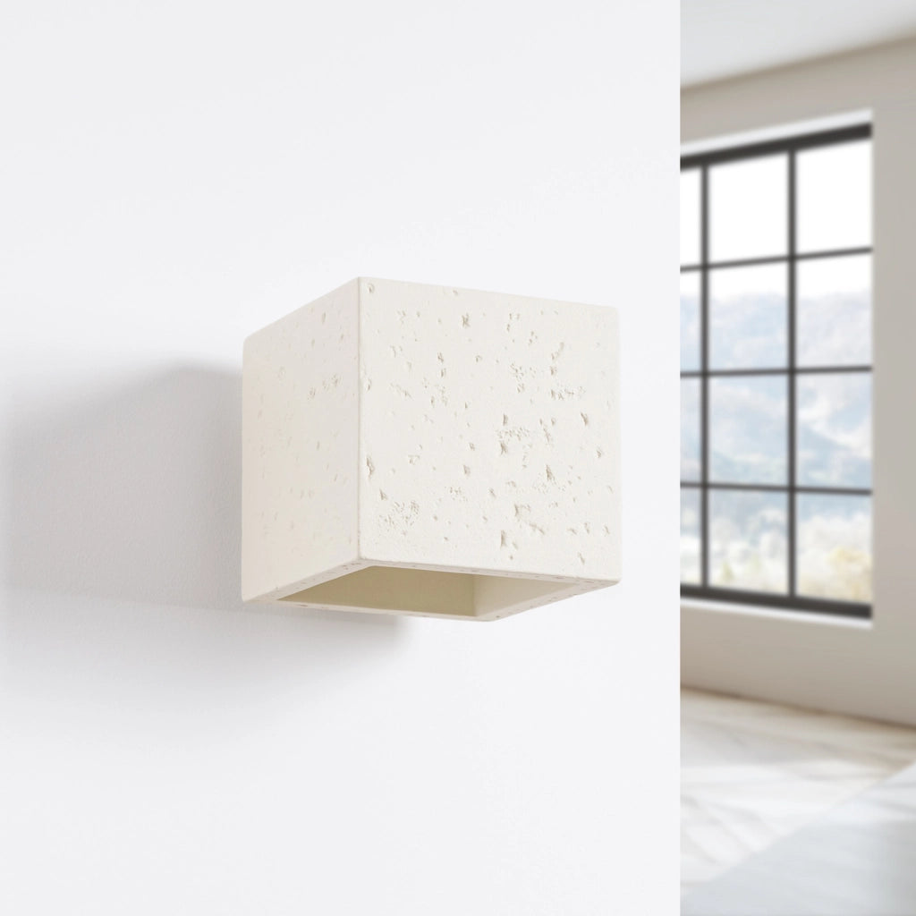 Applique in cemento beige quadrata G9 luce su-giù TETRIS